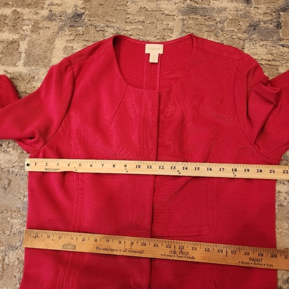 Chico's Stretch Knit Red Jacket. Size 3 (XL). Pockets. Hidden Snap buttons. - Picture 14 of 16